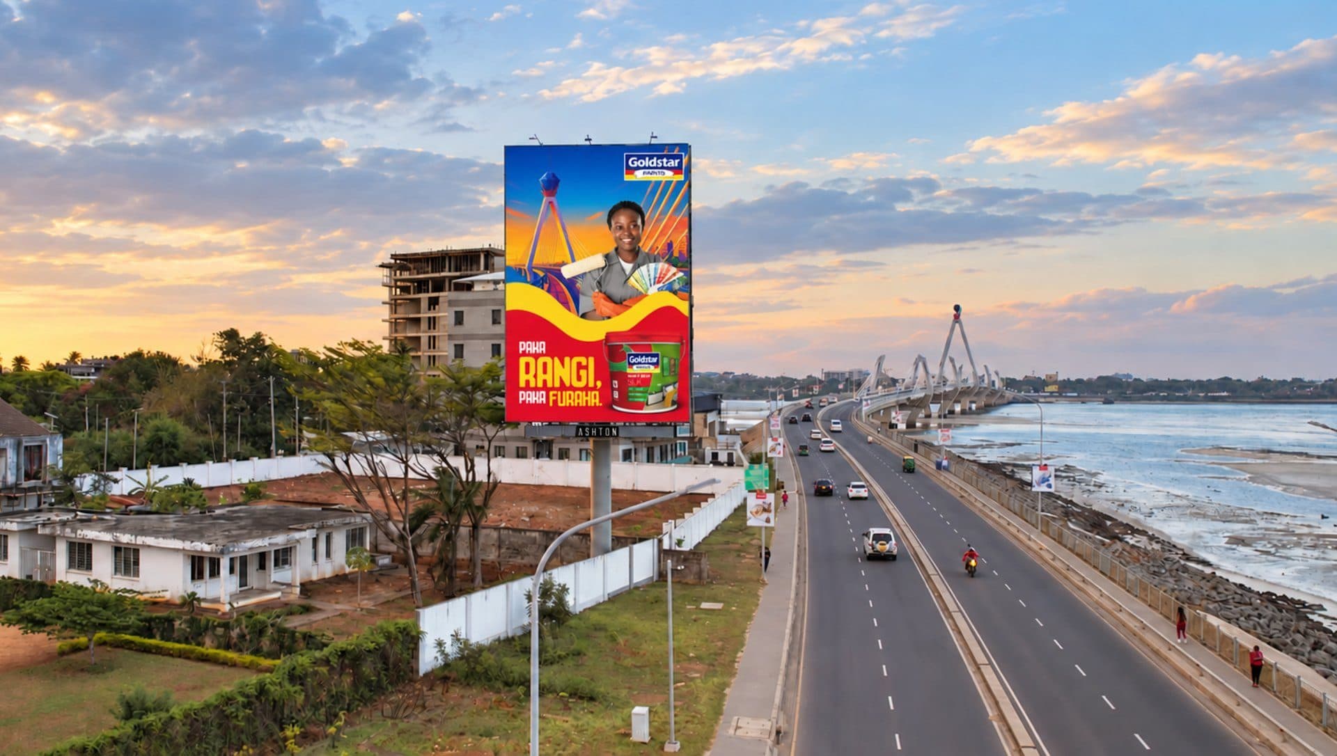 A Goldstar campaign on the Tanzanite Bridge billboard