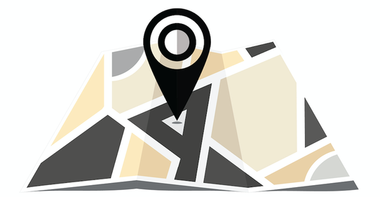 A vector illustration representing a business location with a pinpoint marker on a map, highlighting the importance of location in business strategy.